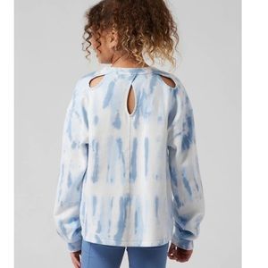 Athleta Girl Beachy Breeze Blue and White Tie Dye Sweatshirt (Size XXL/16)
